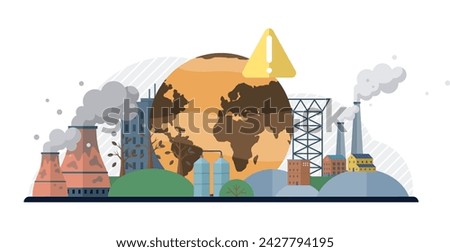 Air pollution vector illustration. The protective cloak our ecosystem weakens as air pollution gains toxic foothold The symphony nature is drowned out by cacophony industrial air pollution
