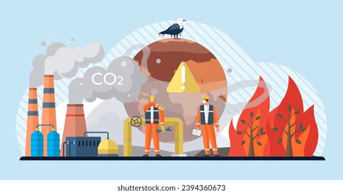 Air pollution vector illustration. Smog, insidious infiltrator, wraps its toxic tendrils around lungs our atmosphere The air pollution concept is puzzle, riddle threatening balance our ecology