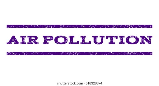 Air Pollution watermark stamp. Text tag between horizontal parallel lines with grunge design style. Rubber seal stamp with dust texture. Vector indigo blue color ink imprint on a white background.