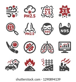 Air Pollution,pm 2.5 Icon Set,vector And Illustration