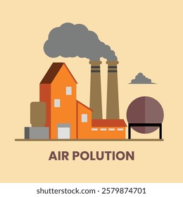 Air Polution Industrial Vector Flat Illustration