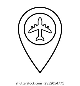 Air Port Location Icon In Outline Style