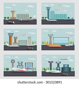 Air ports vector image design variations set for your illustration, postcards, label and other design needs. 