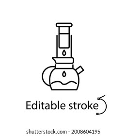 Air pressure coffee plunger outline icon. Barista equipment. Professional plunger for espresso making. Customizable linear contour symbol. Editable stroke. Isolated vector stock illustrationAir pressu