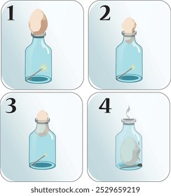 air pressure experiment putting an egg into a bottle