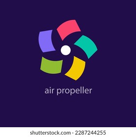 Air propeller logo. Unique color transitions. Colorful air conditioning fans logo template. vector