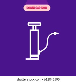 Air Pump for Ball Vector Icon, The outlined symbol of pump on the purple background. Simple, modern flat vector illustration for mobile app, website or desktop app 
