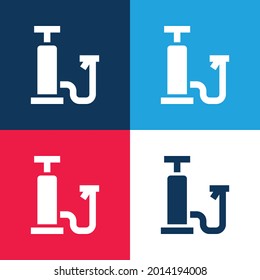 Air Pump blue and red four color minimal icon set