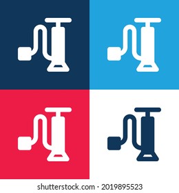 Air Pump blue and red four color minimal icon set