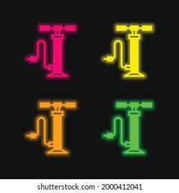 Air Pump four color glowing neon vector icon