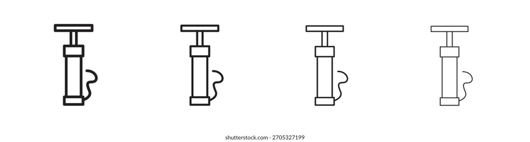 Air pump icons in black simple line elements.