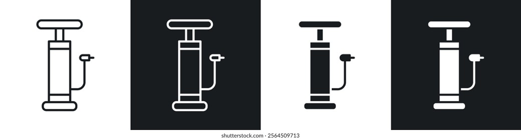 Air pump icons collection in black filled and line style.