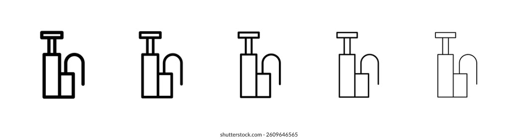 Air pump icons vectors set in different stroke lines