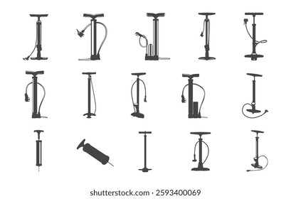 Air Pump Silhouette, Bicycle Pump Silhouette, Bike Pump Silhouette, Balloon Air Pump Vectors.