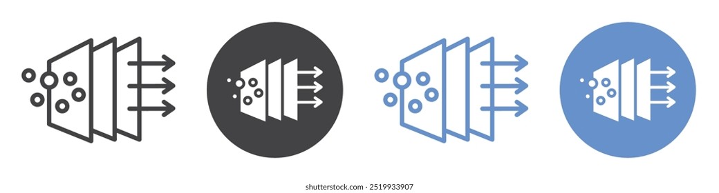 Air purification icon flat line symbol set.