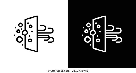 Air purification icon set. Black illustration isolated for graphic and web design