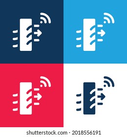 Juego de iconos mínimo de cuatro colores azul y rojo del purificador de aire