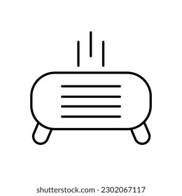 Línea delgada del vector de iconos del dispositivo purificador de aire. Purificador De Aire De Dispositivo Electrónico Y Pictogramas Lineales De Concepto Ionizer. Ilustración de contorno monocromo de la tecnología de ventilación