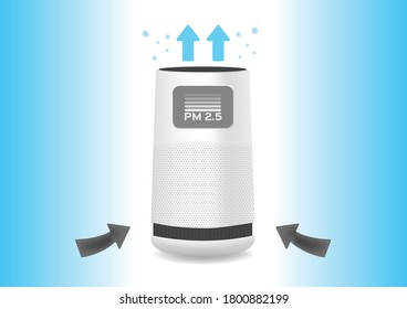 Air purifier and dust filter vector on white background