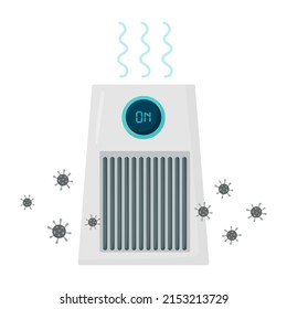 Air purifier filter isolated on white background. Clean air from bacteria and virus. Flat vector illustration. Home device