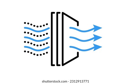 Air purifier. Air filter line icon. Solid Particle Filter, dust cleaner, illustration vector
