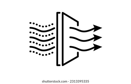 Air purifier. Air filter line icon. Solid Particle Filter, dust cleaner illustration vector