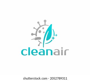 Air purifier filter virus and dust particle logo design. air filtration and virus, bacteria, coronavirus and covid 19 protection vector design. air purification from allergens, germ through an air con