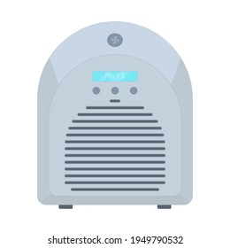 Air purifier. Filtration of viruses and dirty air. PM 2.5 filter. Vector illustration in flat style on an isolated white background.