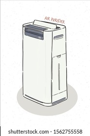 air purifier, hand draw sketch vector.