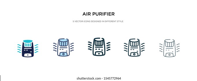 air purifier icon in different style vector illustration. two colored and black air purifier vector icons designed in filled, outline, line and stroke style can be used for web, mobile, ui