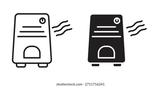 Icono del purificador de aire en estilo lineal y plano delgado. conjunto de signos y símbolos