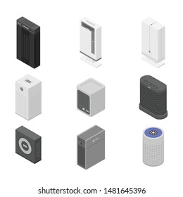 Air purifier icons set. Isometric set of air purifier vector icons for web design isolated on white background