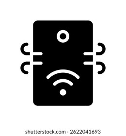 Luftreiniger-Vektor für saubere Innenluft und Allergenentfernung. HEPA-Filtergeräteabbildung. Frischluftkonzept für gesunde Lebensräume. Glyphensymbol