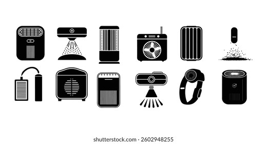 Air purifiers icon set vector design air purifier silhouette vector illustration

