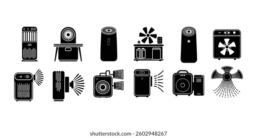 Air purifiers icon set vector design air purifier silhouette vector illustration
