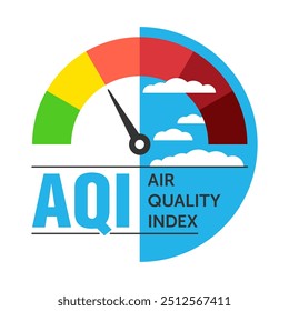 Decoração do índice de qualidade do ar. O IQA é usado por agências governamentais para comunicar ao público como o ar foi poluído