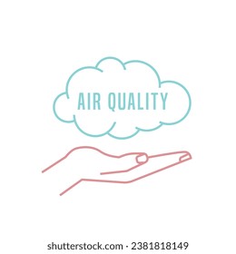 Air Quality Index pictogram, outline icon. AQI levels line symbol. Quantities of substances measurement pictogram. Environmental protection. Editable vector illustration isolated on a white background