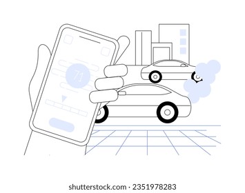 Air quality monitoring abstract concept vector illustration. Man with smartphone monitors air quality using special mobile app, smart city, Internet of Things, modern technology abstract metaphor.