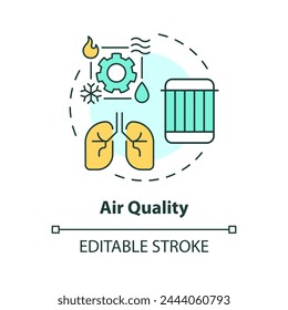 Air quality multi color concept icon. Air filter replacement. Respiratory health. HVAC system. Round shape line illustration. Abstract idea. Graphic design. Easy to use in promotional material