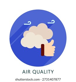 Air Quality Rounded Flat Color Icon Mini Illustration, Use For Modern Concept, Print, Ui, Ux Kit, Web And App Development. Vector Related To Green Technology And More