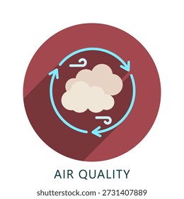 Air Quality Rounded Flat Color Icon Mini Illustration, Use For Modern Concept, Print, Ui, Ux Kit, Web And App Development. Vector Related To Green Technology And More