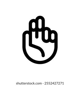 Air quotes hand gesture. Editable stroke vector icon on white background.