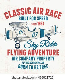 Air racing illustration, vintage artwork, vectors t shirt graphic