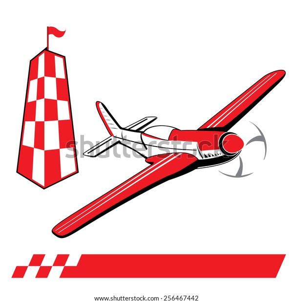 Air racing. Vector\
retro race airplane.