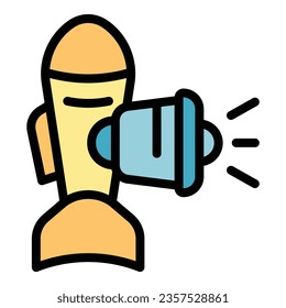 vector de contorno de icono de alerta de ataque aéreo. Altavoz de alarma. Color de la bomba de señas