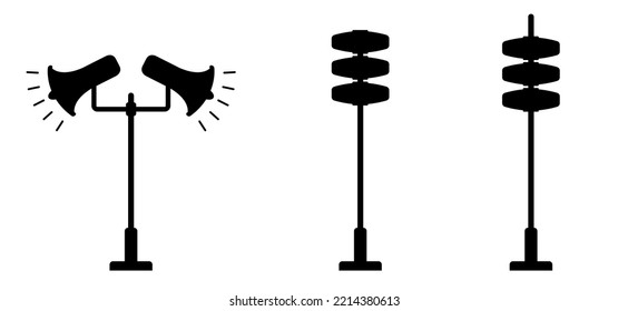 Air raid siren. Alert, alarm. Cartoon megaphone, loudspeaker logo or icon. The air raid siren is a sound signal to warn the population of dangerous situations.  warning sirens.