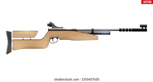 Air Rifle Equipment For Shooting Sport. Games Of Shooting Range. Special Equipment For Athlete. Vector Illustration Isolated On White Background.