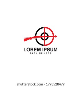 Rifle De Aire Con Icono Del Vector Del Logotipo De Destino Ilustración