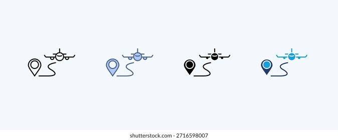 Vetor de Ilustração de Ícone Múltiplo de Rota Aérea