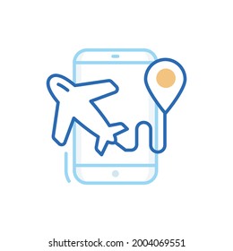 Ilustración del estilo del icono del vector de la ruta aérea. Archivo EPS 10